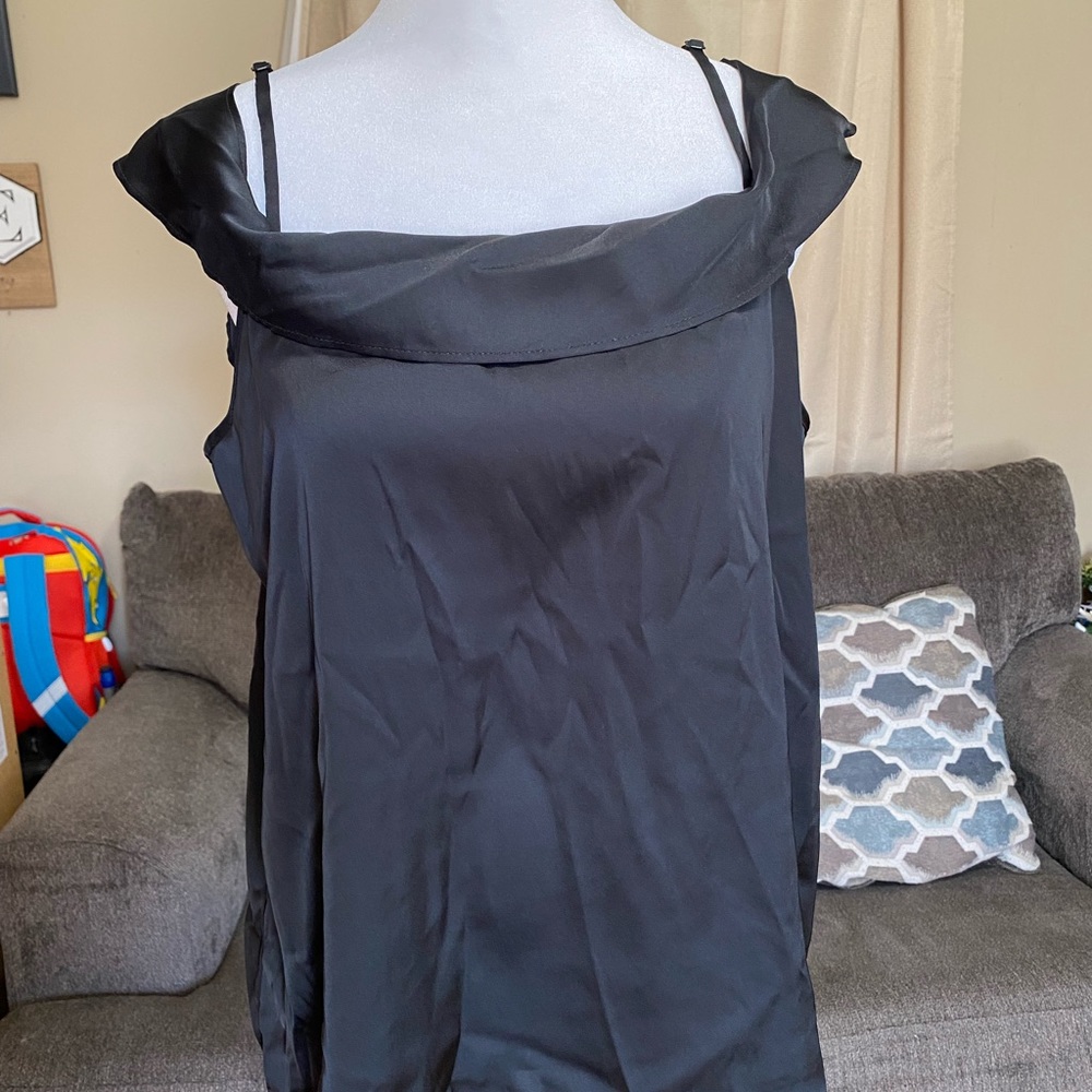 Express black satin blouse